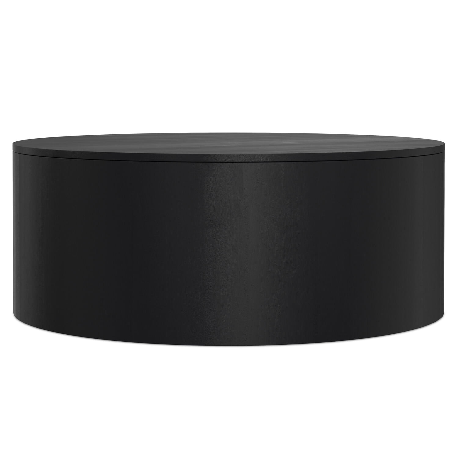Millbury Black Solid Wood 36" Round Drum Coffee Table