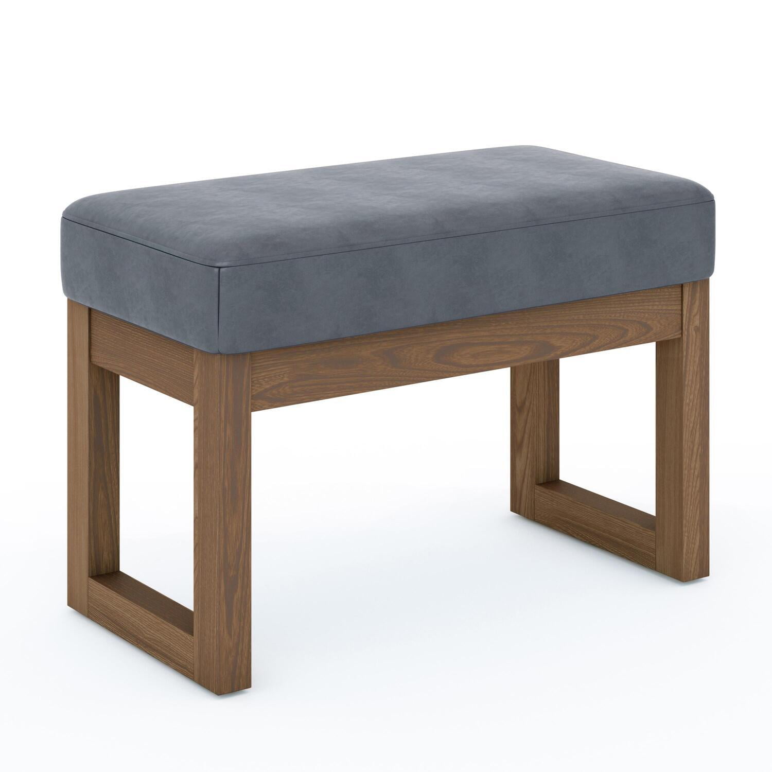 Milltown Stone Grey Faux Leather Narrow Profile Ottoman Bench