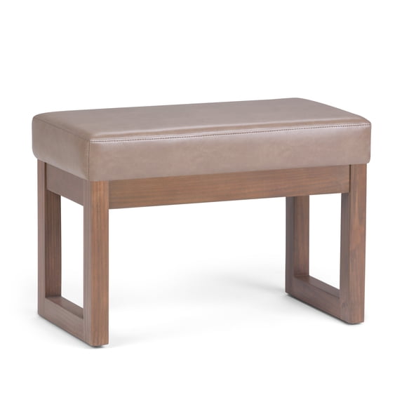 Simpli Home Milltown 27 inch Wide Solid Wood Contemporary Footstool Small Ottoman Bench in Ash Blonde