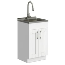 Simpli Home Modern Wide Shaker All-In-One 20-inch Laundry Utility Sink and Cabinet