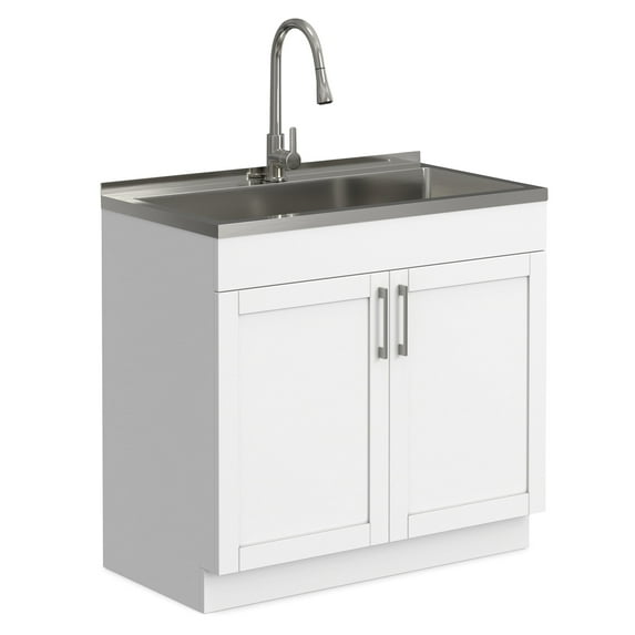 Modern Wide Shaker 36-inch Utility Sink & Cabinet in Pure White