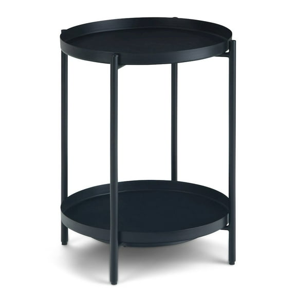 Simpli Home Monet Modern Industrial 17 inch Wide Metal Metal End Table in Black