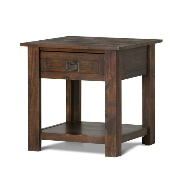 Simpli Home Monroe End Table in Distressed Charcoal Brown