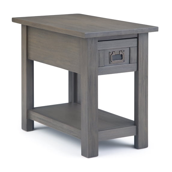 Simpli Home Monroe SOLID ACACIA WOOD 14 " Rectangle Rustic Narrow Side Table in Farmhouse Gray
