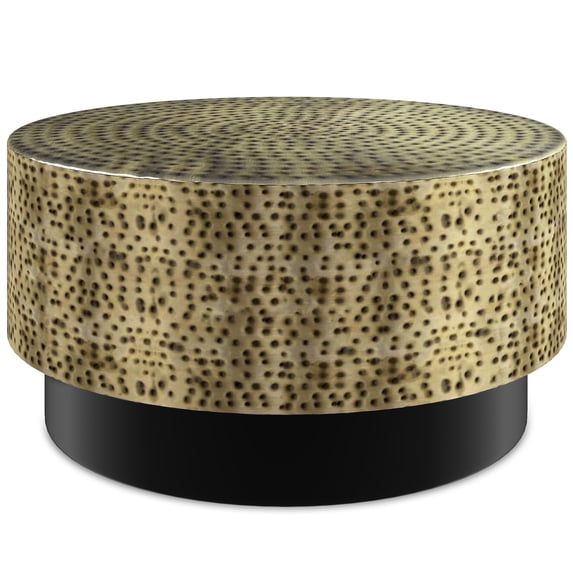 Simpli Home Montrose 30 inch Wide Metal Modern Industrial Coffee Table in Antique Gold/Black, Fully Assembled