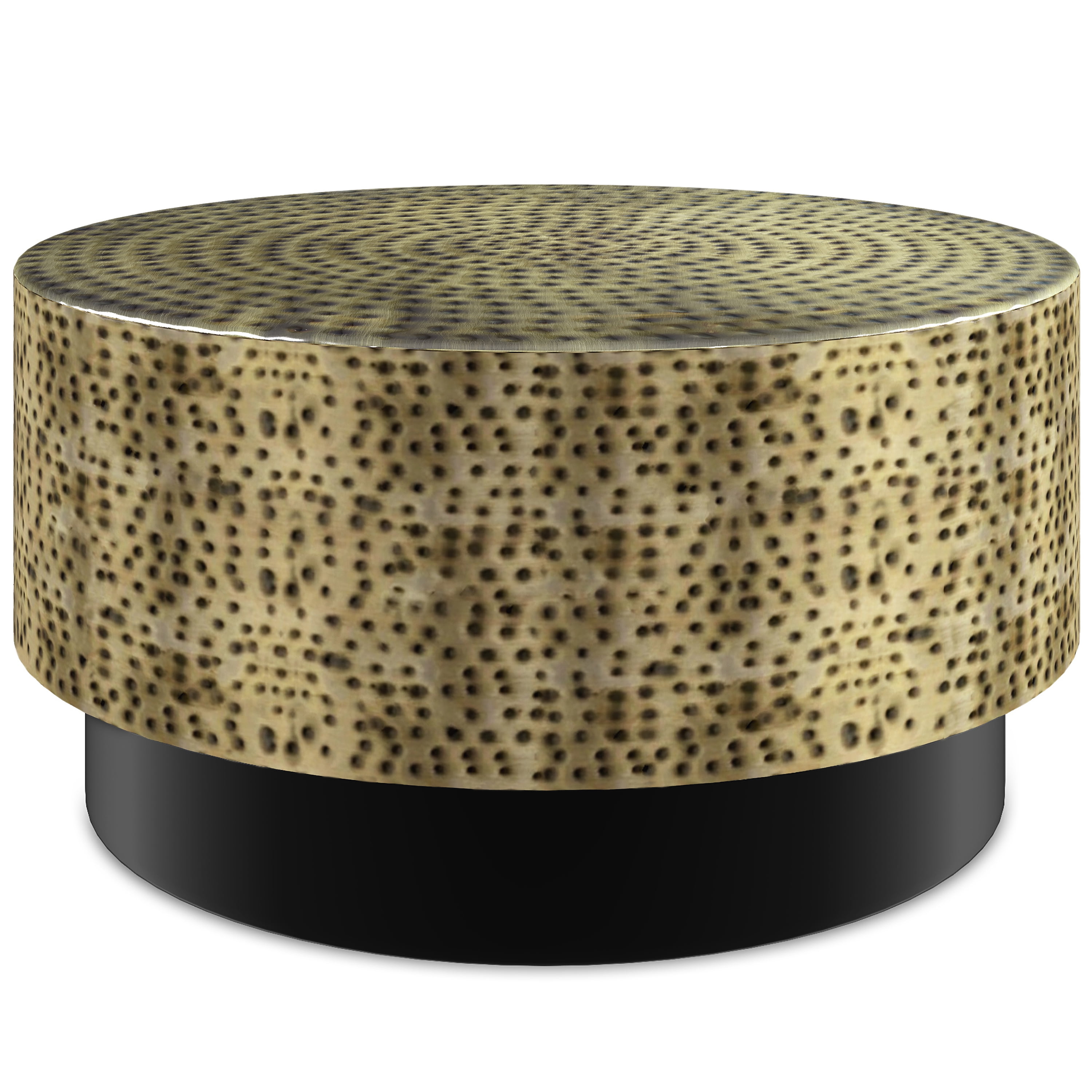 Montrose 30" Round Antique Gold and Black Metal Coffee Table
