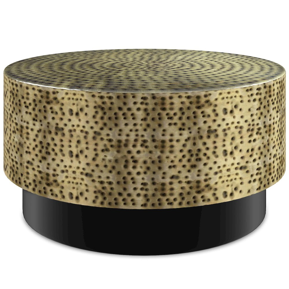 Montrose 30" Round Antique Gold and Black Metal Coffee Table
