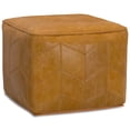 thumbnail image 1 of Simpli Home Morden 18 inch Wide Contemporary Square Pouf in Brown Genuine Leather, 1 of 7