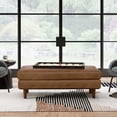 thumbnail image 1 of Morrison 49 inch Wide Mid-Century Modern Table Ottoman in Caramel Brown Top Grain Genuine Leather, 1 of 13
