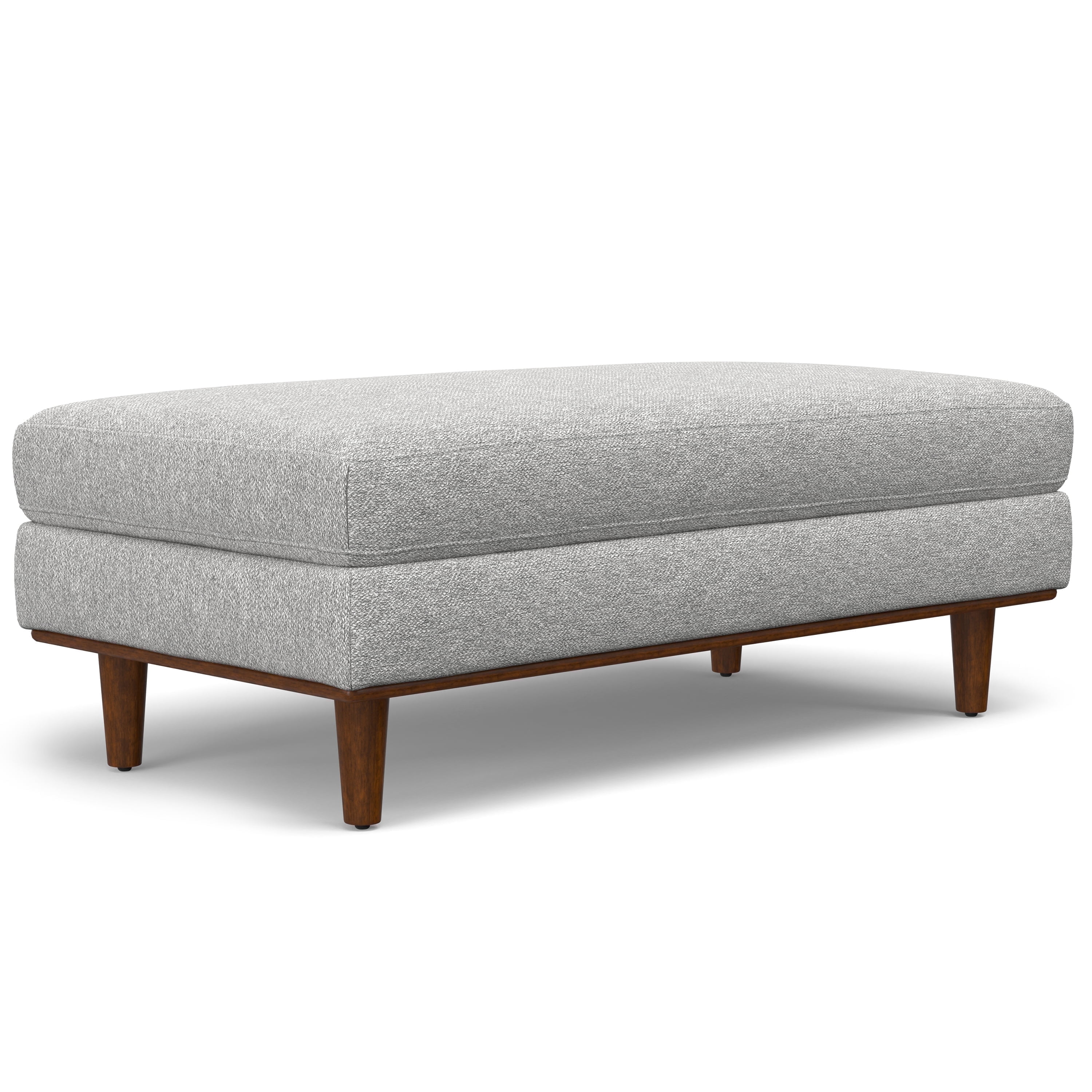 Morrison 49" Mist Grey Woven-Blend Fabric Ottoman