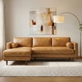 thumbnail image 1 of Simpli Home Morrison Mid Century Left Sectional 102 inch Wide Sofa Sectional in Sienna Genuine Leather, 1 of 16