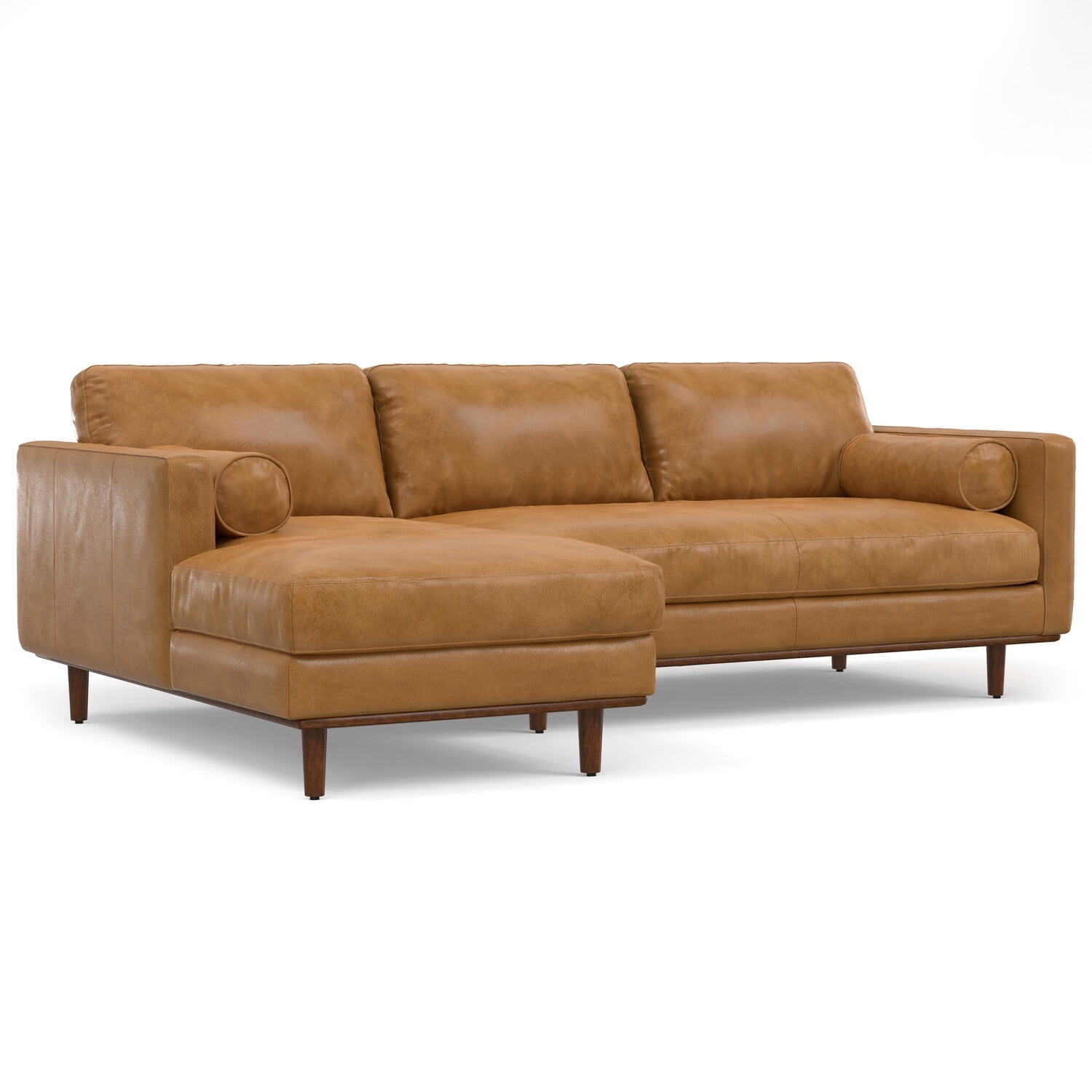 Sienna Leather L-Shaped Sectional Sofa with Ottoman