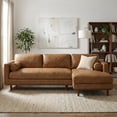 thumbnail image 1 of Simpli Home Morrison Mid Century Right Sectional 102 inch Wide Sofa Sectional in Caramel Brown Genuine Leather, 1 of 19