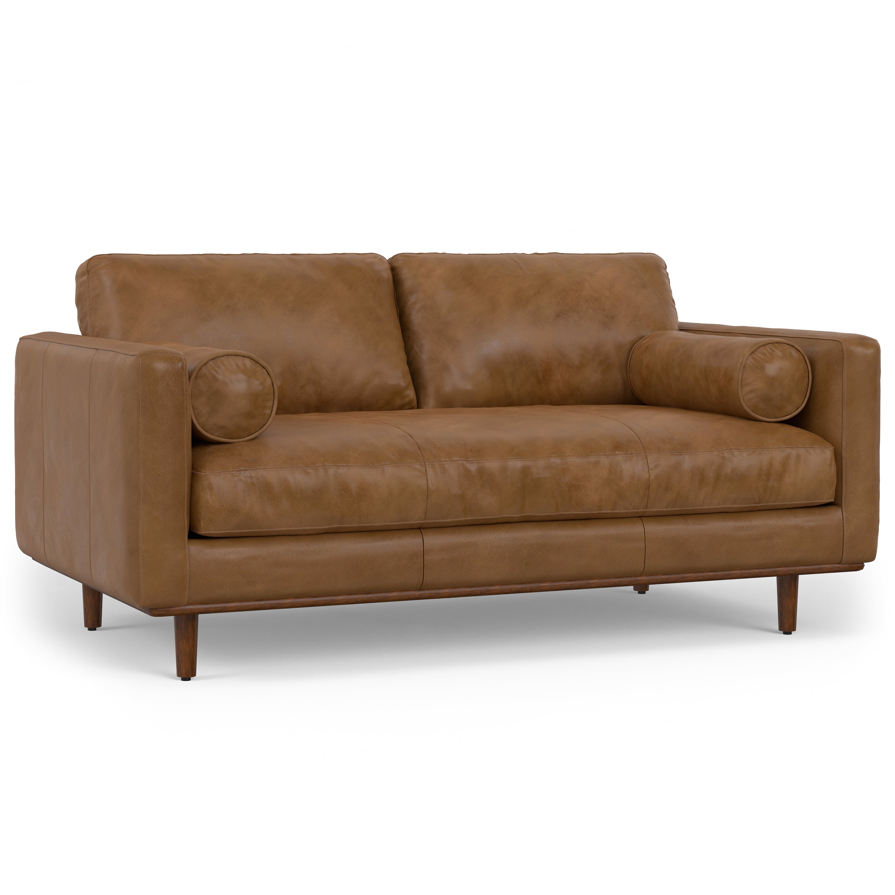 Simpli Home Morrison Mid-Century Modern 72 inch Wide Sofa in Caramel