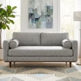 thumbnail image 1 of Morrison 72 inch Wide Mid-Century Modern Loveseat Sofa in Mist Grey Woven-Blend Fabric, 1 of 10