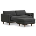 thumbnail image 1 of Simpli Home Morrison Mid-Century Modern 89 inch Wide Sofa with Ottoman Set in Charcoal Grey Tightly Woven Performance Fabric, 1 of 15