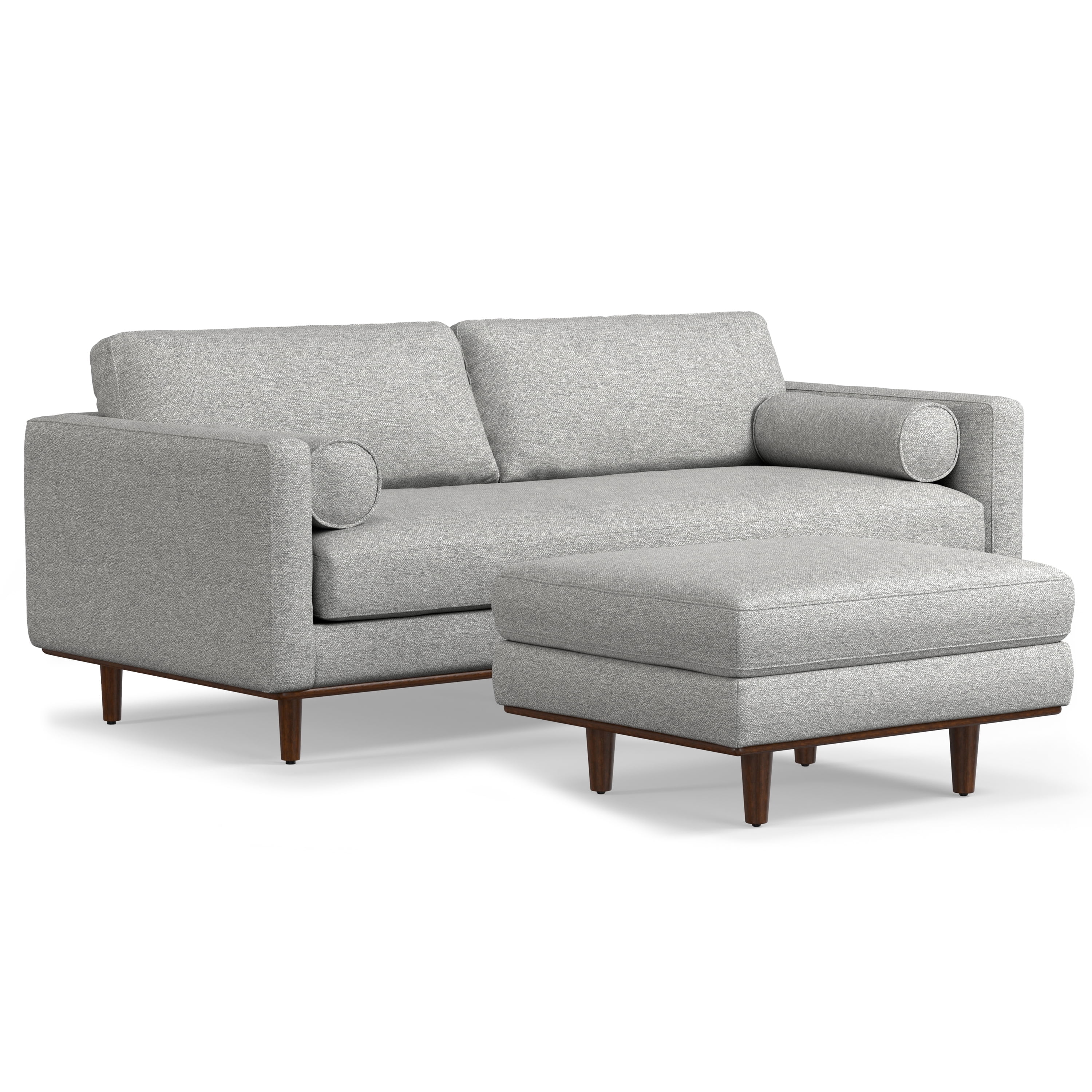 Mist Grey 89-Inch Upholstered Sofa and Ottoman Set