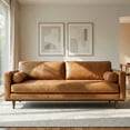thumbnail image 1 of Morrison 89 inch Wide Mid-Century Modern Sofa in Sienna Top Grain Genuine Leather, 1 of 12