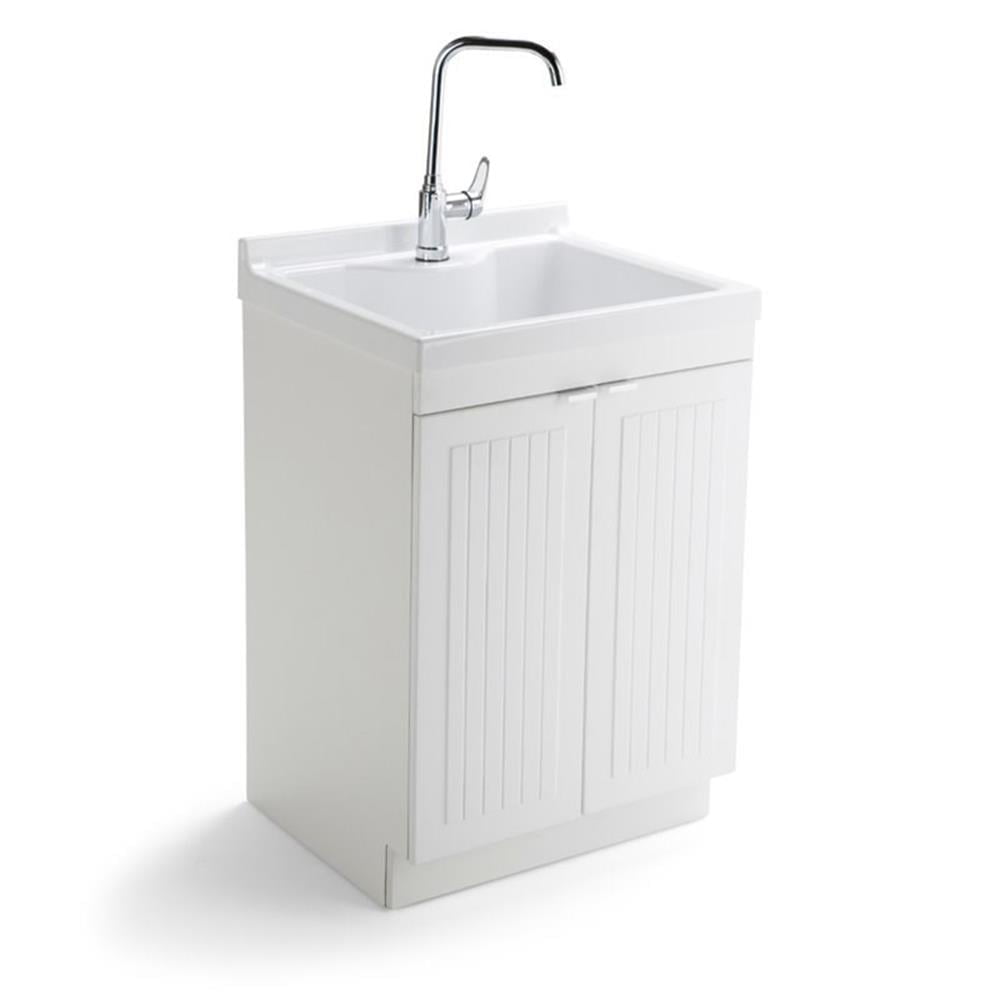 Murphy Pure White 24-inch ABS Utility Sink Cabinet with Chrome Faucet