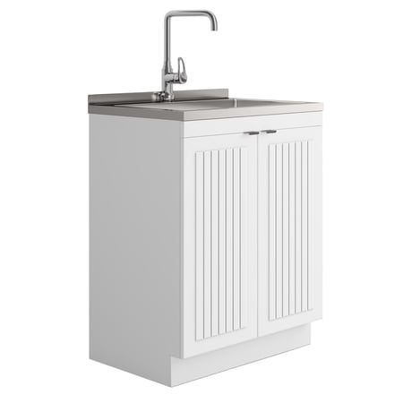 Simpli Home Murphy All-In-One 28-inch Laundry Utility Sink and Cabinet