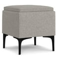 thumbnail image 1 of Natasha 18" WD Square Storage Ottoman with Tray in Cloud Gray Polyester Linen, 1 of 14