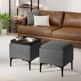 thumbnail image 1 of Simpli Home Natasha 18" WD Square Storage Ottoman with Tray in Slate Gray Polyester Linen, 1 of 11