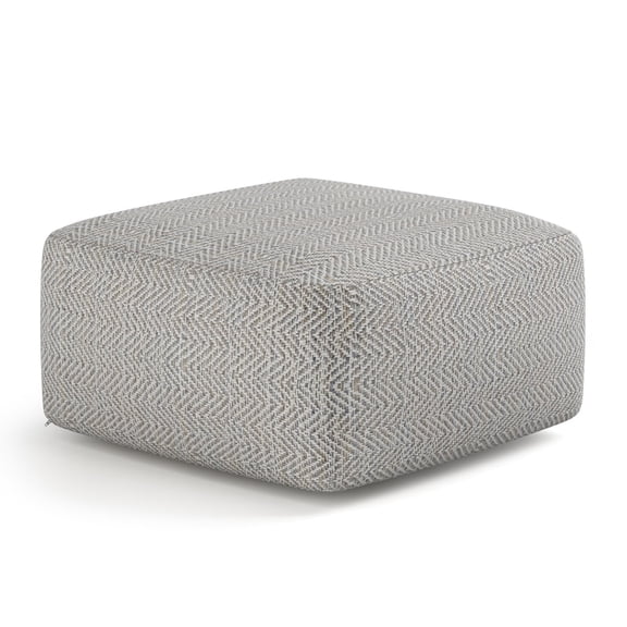 Simpli Home Simpli Home Nate 20 inch Wide Boho Square Pouf in Patterned Grey Mélange Cotton