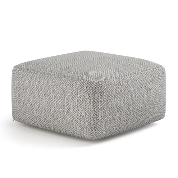Simpli Home Simpli Home Nate 20 inch Wide Boho Square Pouf in Patterned Grey Mélange Cotton
