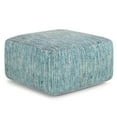thumbnail image 1 of Simpli Home Nate 20 inch Wide Boho Square Pouf in Patterned Teal Mélange Cotton, 1 of 4