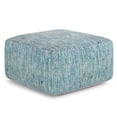 thumbnail image 1 of Simpli Home Nate 20 inch Wide Boho Square Pouf in Patterned Teal Mélange Cotton, 1 of 4
