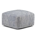 thumbnail image 1 of Simpli Home Simpli Home Nate 20 inch Wide Boho Square Pouf in Patterned Denim Mélange Cotton, 1 of 5