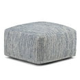 thumbnail image 1 of Simpli Home Nate 20 inch Wide Boho Square Pouf in Patterned Denim Mélange Cotton, 1 of 12