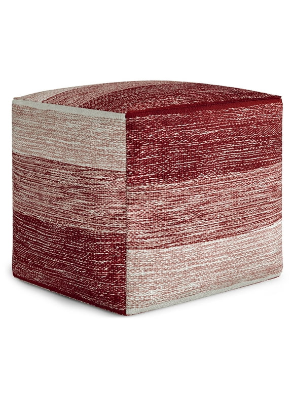 Simpli Home Naya Cube Pouf in Patterened