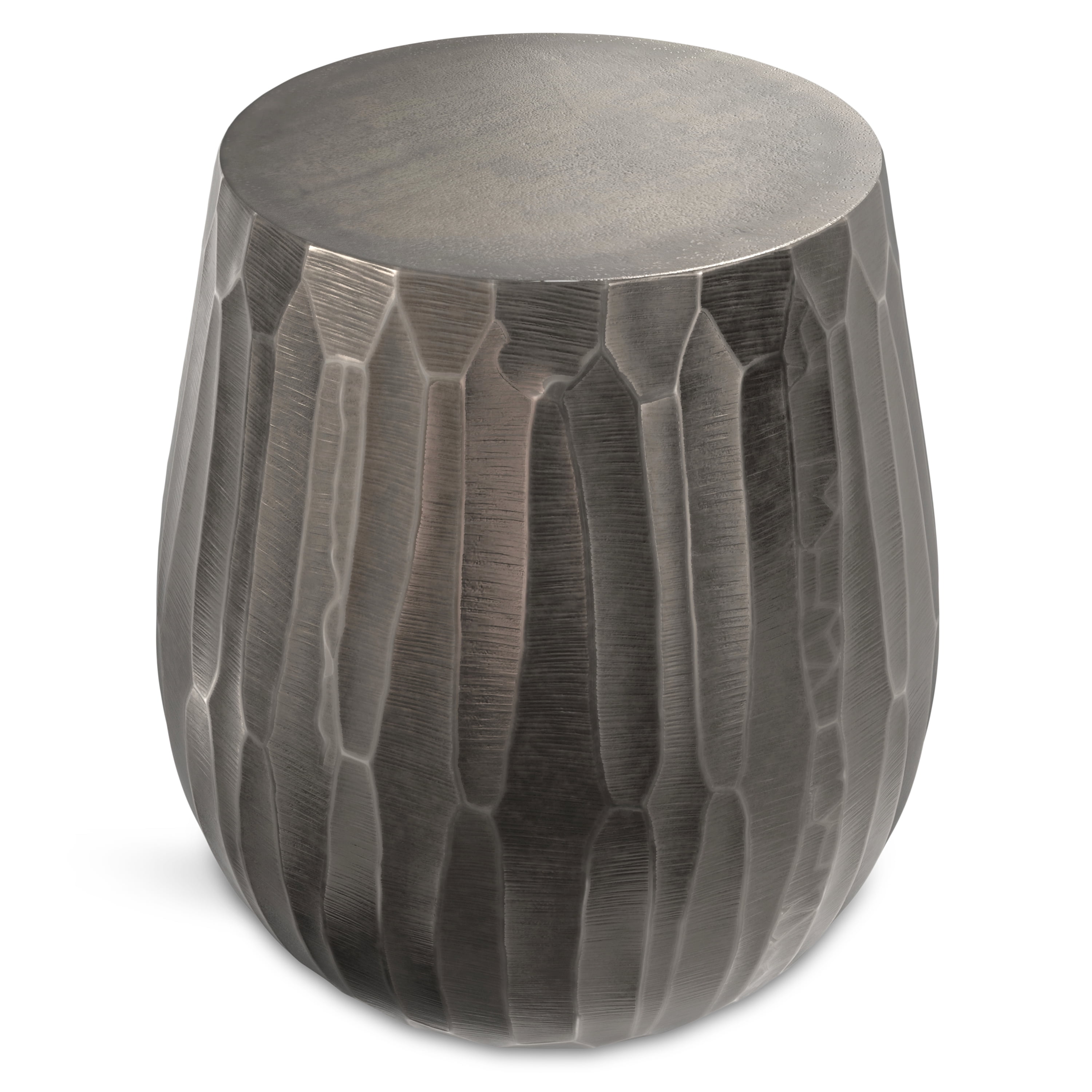 Graphite Round Cast Aluminum Drum Side Table