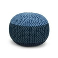 thumbnail image 1 of Nikki Boho Round Hand Knit Pouf in Blue, Navy Blue Cotton-Color:Blue/Navy Blue, 1 of 6