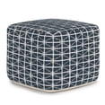 thumbnail image 1 of Simpli Home Simpli Home Noreen Boho Square Pouf in Dark Blue and White Handloom Woven Pattern, 1 of 5