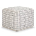thumbnail image 1 of Simpli Home Noreen 18 inch Wide Boho Square Pouf in Light Blue and White Handwoven Cotton, 1 of 3