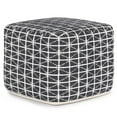 thumbnail image 1 of Noreen Boho Square Pouf in Slate Grey and White Handloom Woven Pattern, 1 of 6