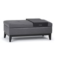 thumbnail image 1 of Oregon 42 inch Wide Storage Ottoman Bench with Tray in Stone Grey Vegan Leather, 1 of 7