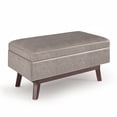 thumbnail image 1 of Simpli Home Owen 36 inch Wide Mid Century Modern Rectangle Small Rectangular Storage Ottoman in Distressed Grey Taupe Faux Air Leather, 1 of 4