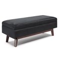 thumbnail image 1 of Owen 48 inch Wide Mid-Century Modern Rectangular Storage Ottoman in Midnight Black Vegan Leather, 1 of 11