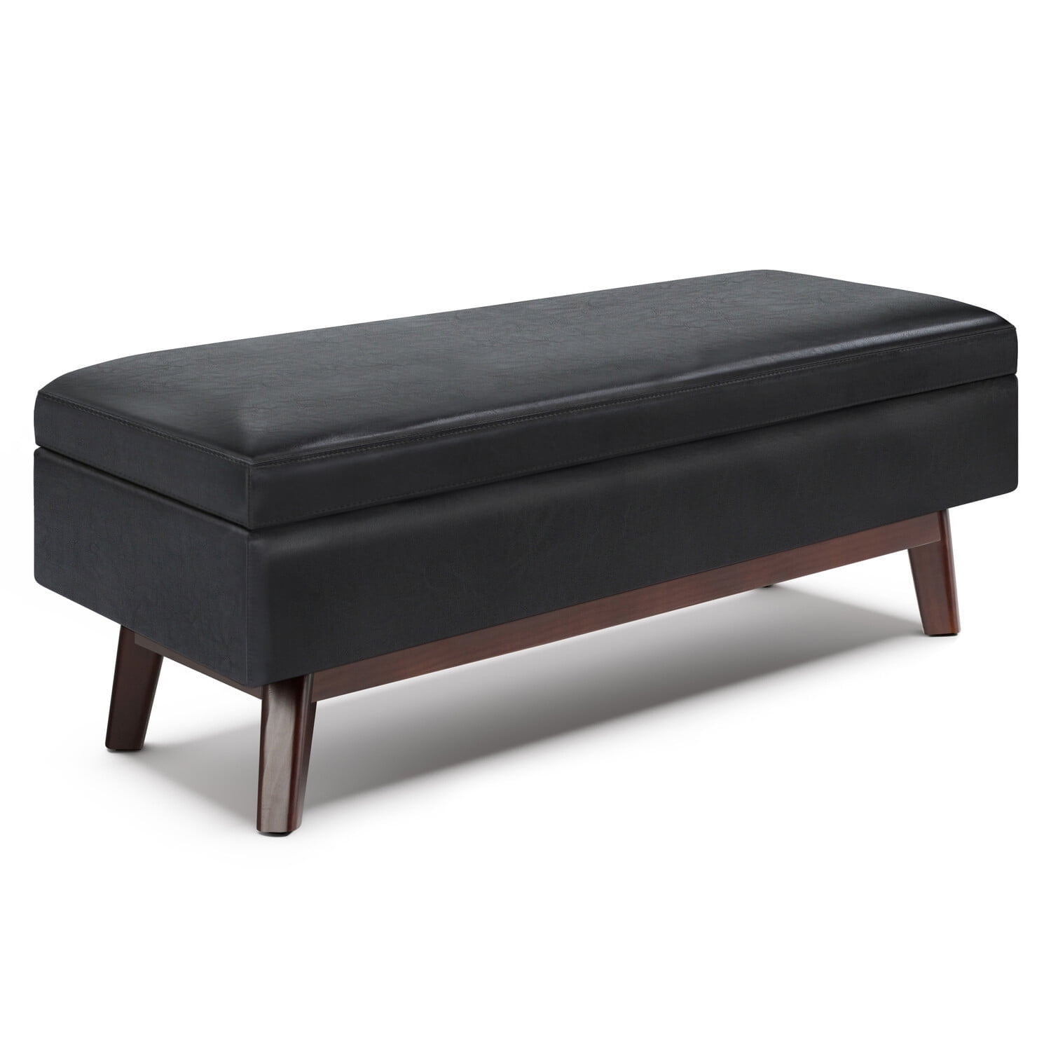 Owen Mid Century Modern Black Rubberwood Cocktail Ottoman
