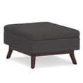 thumbnail image 1 of Owen 34 inch Wide Mid-Century Modern Coffee Table Storage Ottoman in Slate Grey Linen Look Fabric, 1 of 9