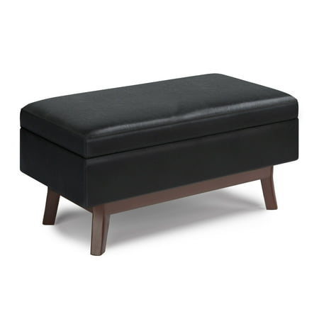 Simpli Home - Owen Small Rectangular Storage Ottoman - Midnight Black