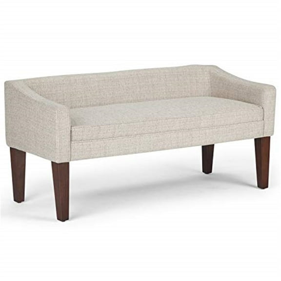 Simpli Home Parris 50 inch Wide Contemporary Upholstered Bench in Platinum