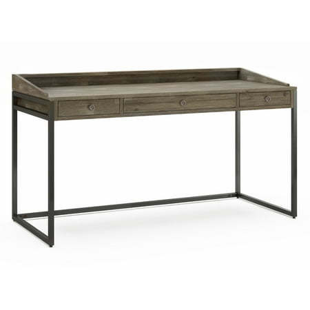 Simpli Home - Ralston Rectangular Modern Industrial Solid Acacia Wood 2-Drawer Table - Distressed Gray
