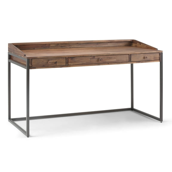 Simpli Home Ralston SOLID ACACIA WOOD Modern Industrial 60 inch Wide Writing Office Desk in Rustic Natural Aged Brown