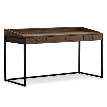Simpli Home - Ralston Rectangular Modern Industrial Solid Acacia Wood 2-Drawer Table - Distressed Charcoal Brown