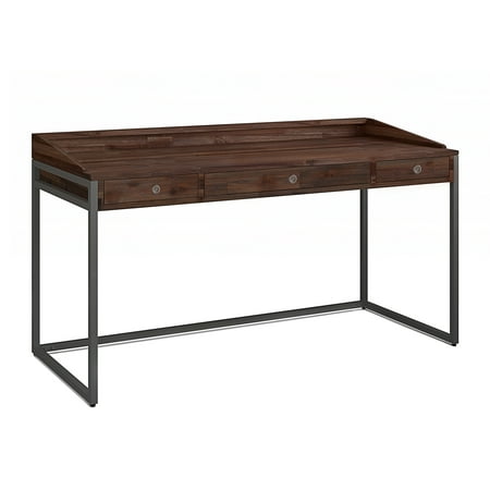 Simpli Home - Ralston Rectangular Modern Industrial Solid Acacia Wood 2-Drawer Table - Distressed Charcoal Brown