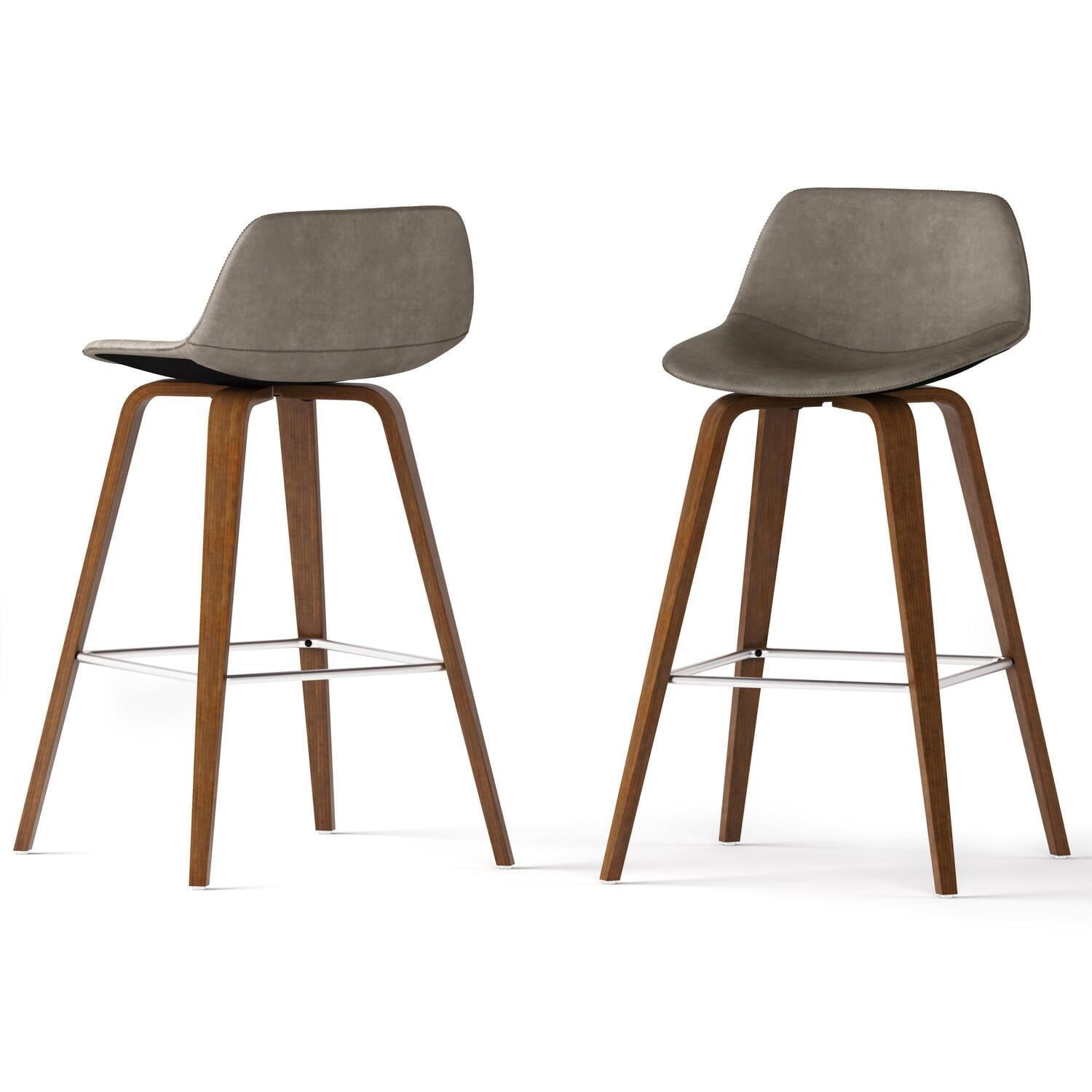 Randolph Distressed Grey Faux Leather Counter Height Stools, Set of 2